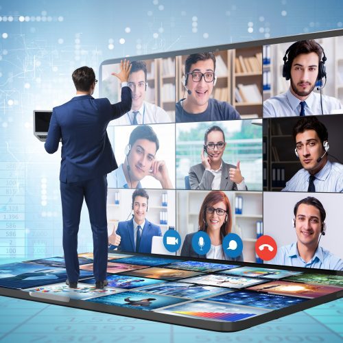 Concept of remote video conferencing during pandemic